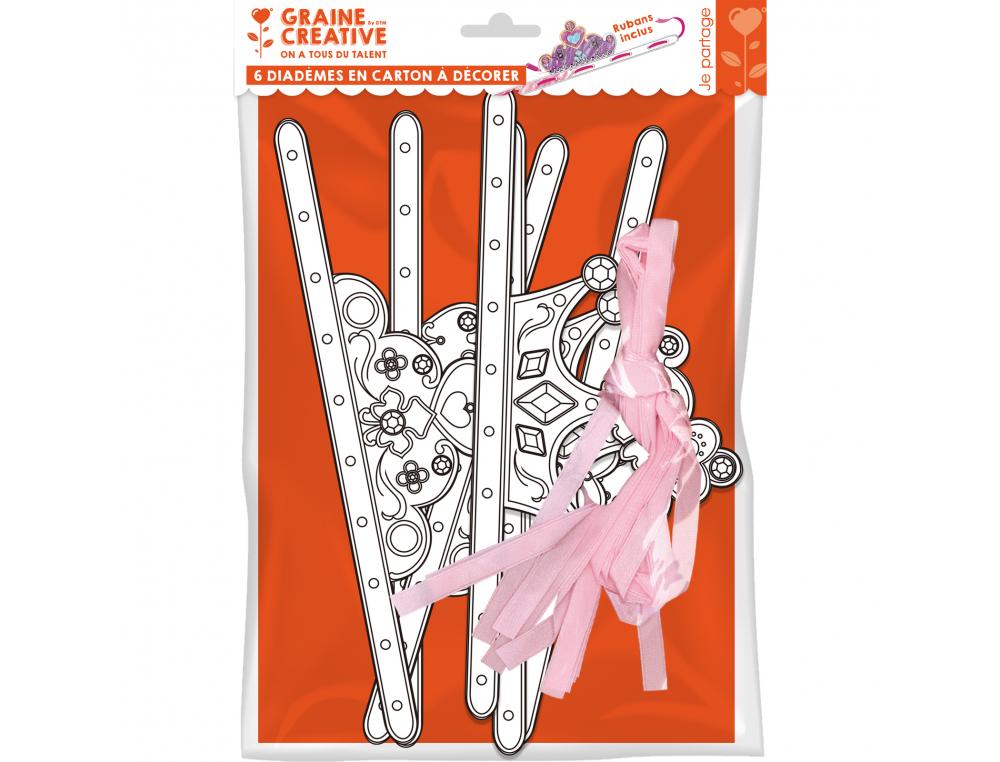 LOT COURONNES PAPIER GRAINE CREATIVE 6 UNITES COLORIS     NOIRES ET BLANCHES