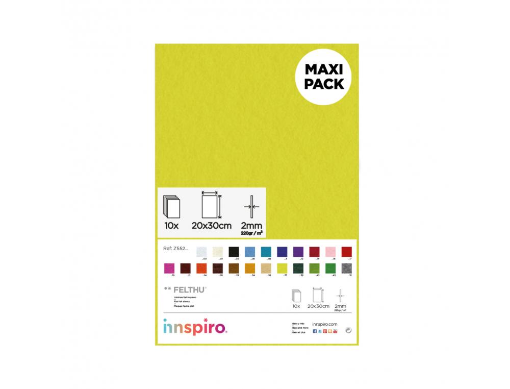 FEUTRINE INNSPIRO NON ADHESIVE 20X30CM 2MM COLORIS  JAUNE LOT DE 10 COUPONS