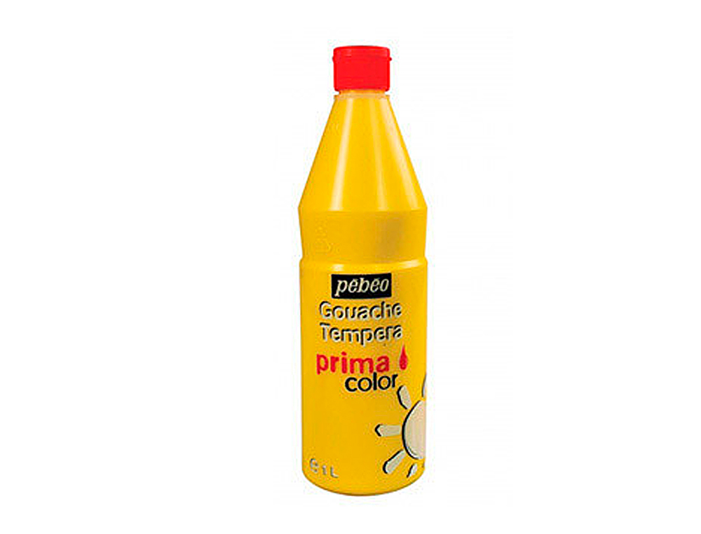 GOUACHE PÉBÉO PRIMACOLOR LIQUIDE INODORE ONCTUEUSE APPLICATION FACILE COLORIS JAUNE PRIMAIRE FLACON 1000ML