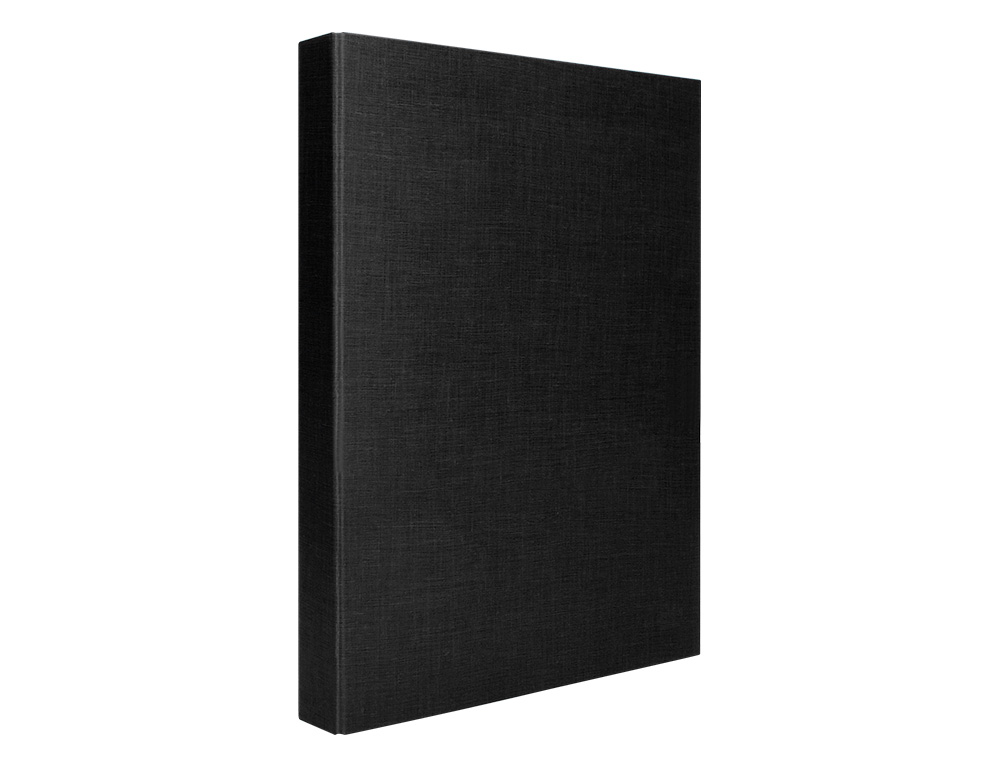 CLASSEUR LIDERPAPEL 4 ANNEAUX RONDS 25MM A4+ CARTON REMBORD PAPER COAT COLORIS NOIR