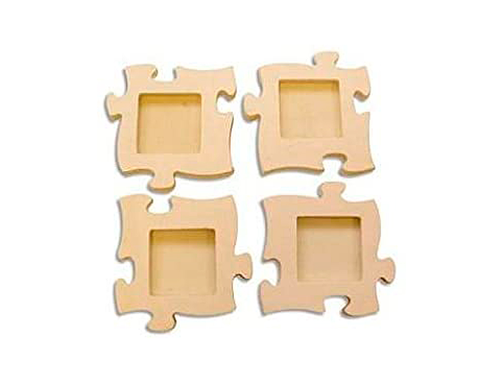CADRE PHOTO EN BOIS À DÉCORER FORME PUZZLE 19X19CM LOT 8 UNITÉS