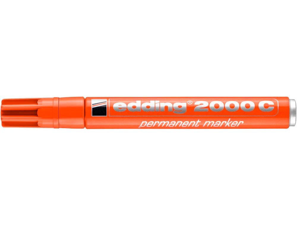 MARQUEUR EDDING PERMANENT E2000C POINTE OGIVE TRAC 1.5/3MM CORPS ALUMINIUM ENCRE FAIBLE ODEUR SCHAGE RAPIDE ROUGE