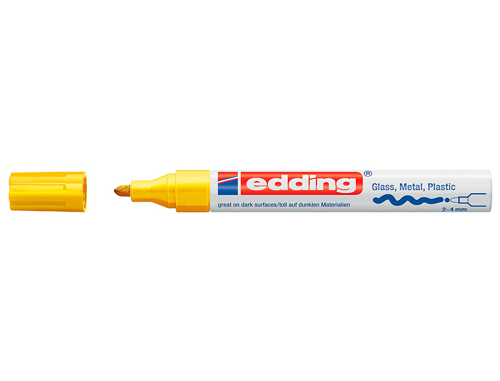 MARQUEUR EDDING PERMANENT PEINTURE E750 POINTE MOYENNE 2/4MM ENCRE LAQUE OPAQUE TOUS SUPPORTS RSISTANT CHALEUR JAUNE