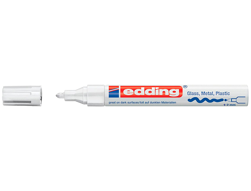 MARQUEUR EDDING PERMANENT PEINTURE E751 POINTE FINE 1/2MM ENCRE LAQUE OPAQUE TOUS SUPPORTS RSISTANT CHALEUR BLANC