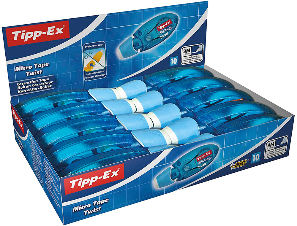 CORRECTEUR TIPP-EX MICRO TAPE TWIST DVIDOIR MINI RUBAN POLYESTER 5MMX8M CAPUCHON FORME ERGONOMIQUE