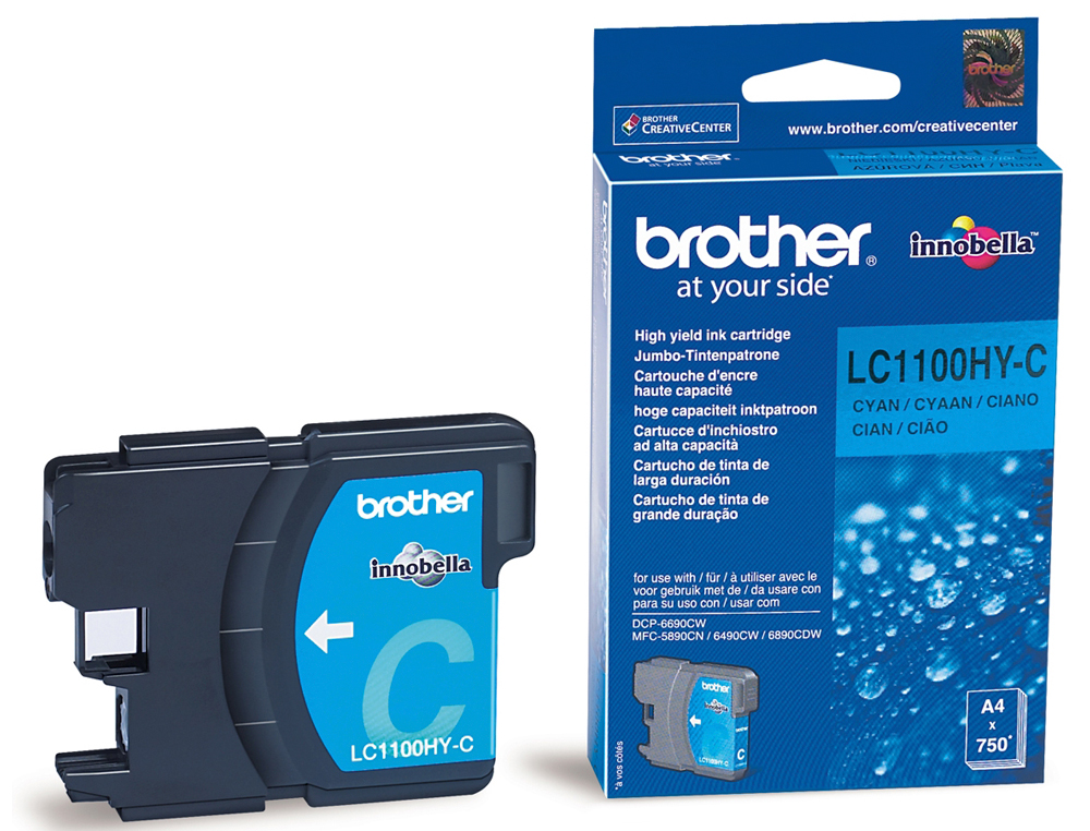 CARTOUCHE BROTHER JET D'ENCRE LC1100HYC COULEUR CYAN 750P