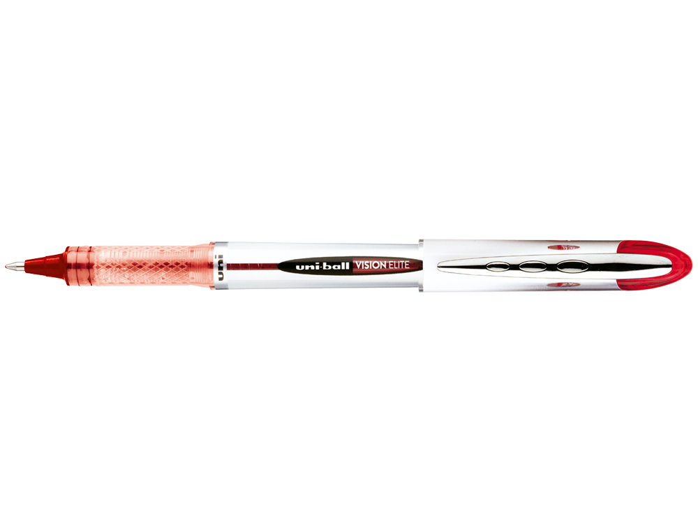 ROLLER UNIBALL UB-200 VISION LITE CRITURE MOYENNE 0.5MM CORPS LUXE GRIS ENCRE LIQUIDE VISIBLE RECHARGEABLE ROUGE