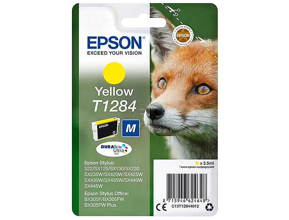 CARTOUCHE EPSON T1284 JET D'ENCRE C13T12844010 COULEUR JAUNE 225P