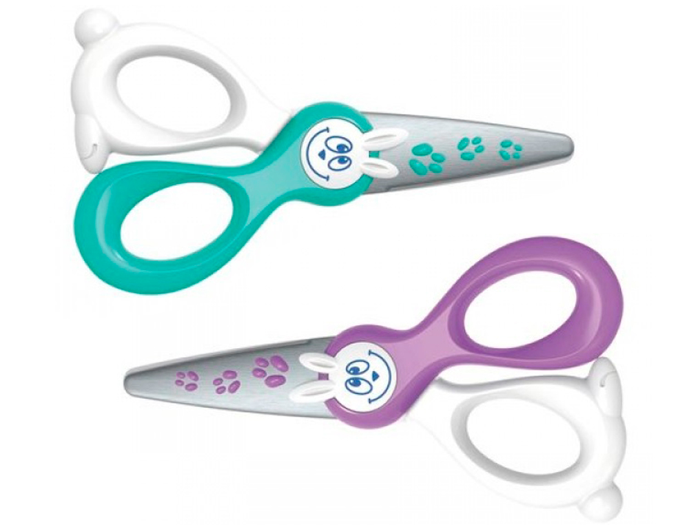 CISEAUX MAPED KIDICUT 3/5 ANS BOUTS RONDS LAMES FIBRE DE VERRE NE COUPENT NI CHEVEUX NI VTEMENTS 120MM COLORIS ASSORTIS