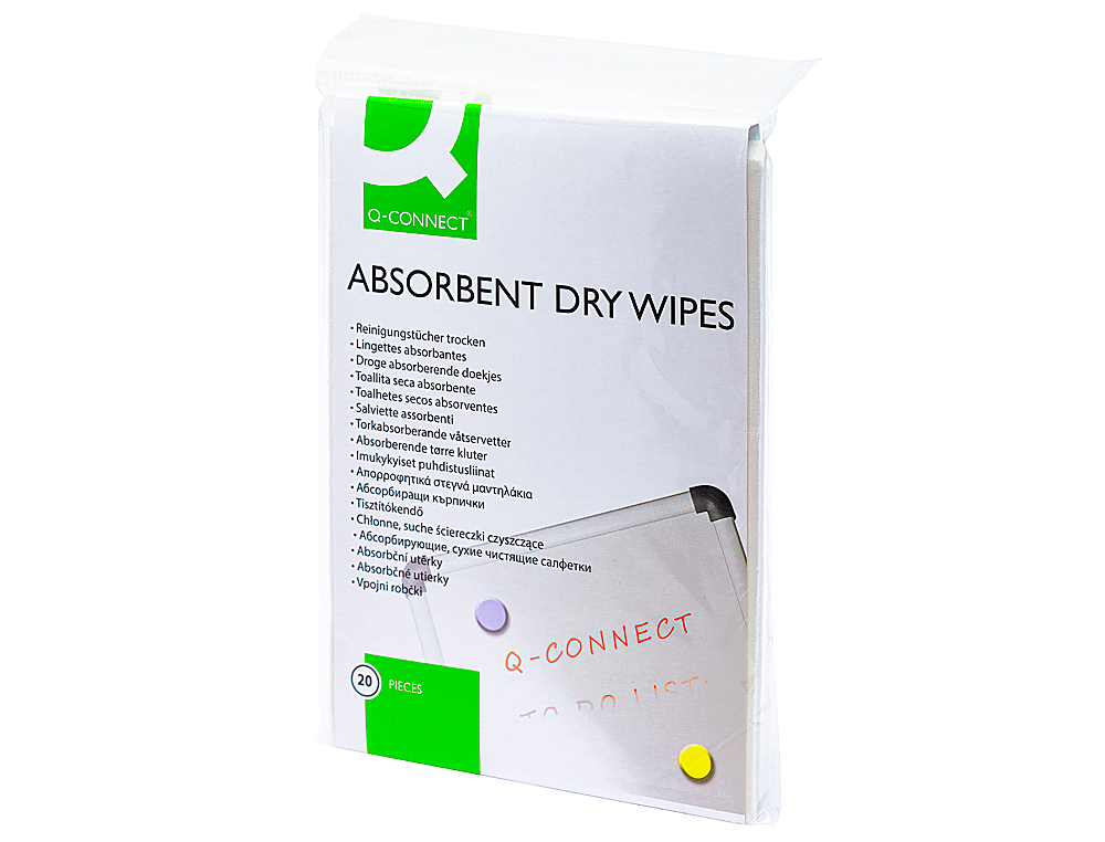 CHIFFON Q-CONNECT ABSORBANT JETABLE TOUS PRODUITS LIQUIDE MÊME GAMME PACK 20 UNITÉS