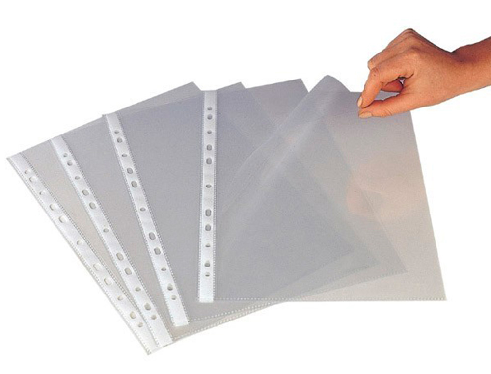 POCHETTE Q-CONNECT POLYPROPYLNE LISSE 10/100E ECO PERFORE ANTISTATIQUE A4 210X297MM SACHET 100 UNITS