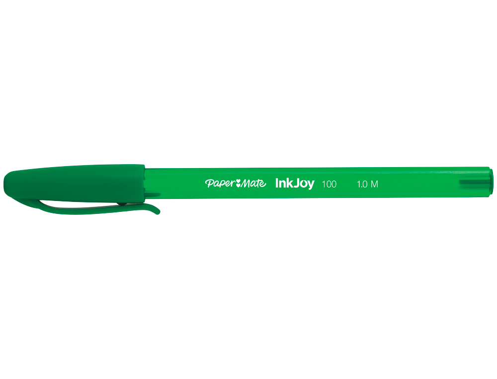 STYLO-BILLE PAPER MATE INKJOY 100 ÉCRITURE MOYENNE 0.7MM ULTRA DOUCE CORPS TRIANGULAIRE RÉSISTE BAVURES COLORIS VERT