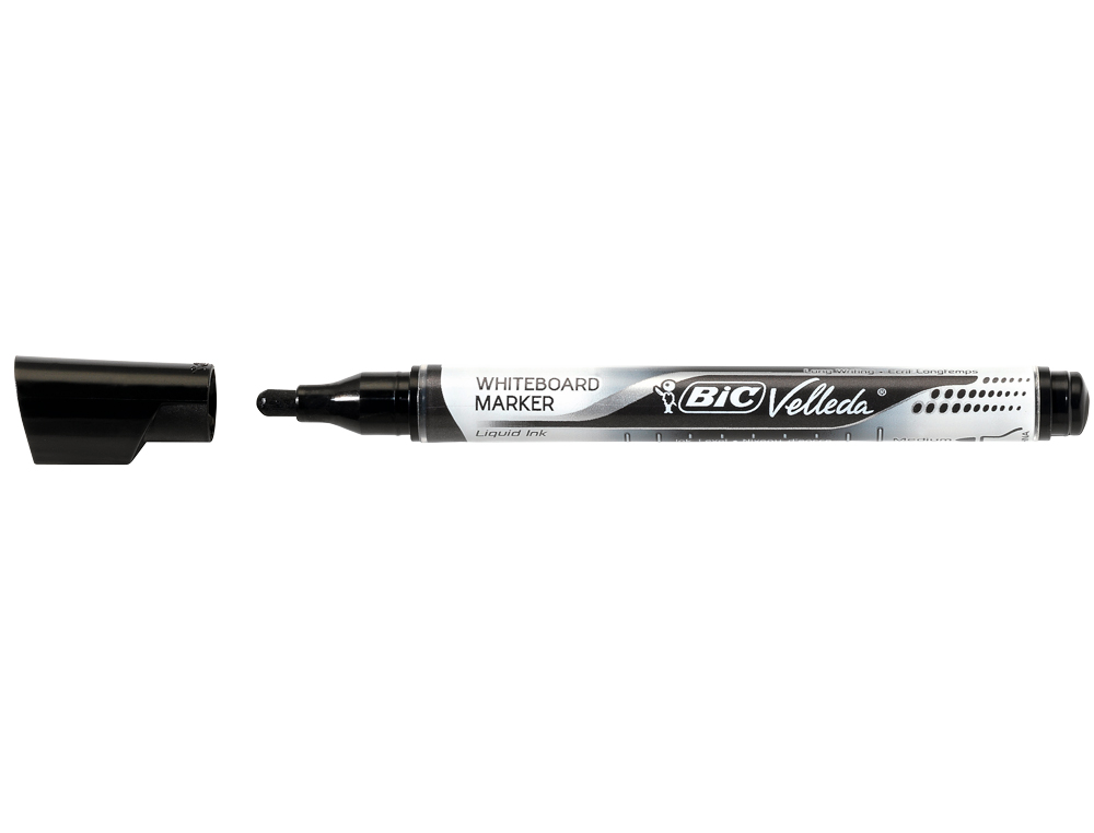 MARQUEUR BIC VELLEDA POCKET EFFAÇABLE POINTE OGIVE TRACÉ 3MM ENCRE LIQUIDE BASE ALCOOL FORMAT POCHE NOIR