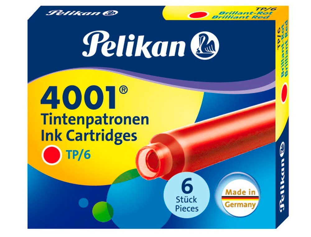 CARTOUCHE PELIKAN COURTE STANDARD ROUGE TUI 6 UNITS