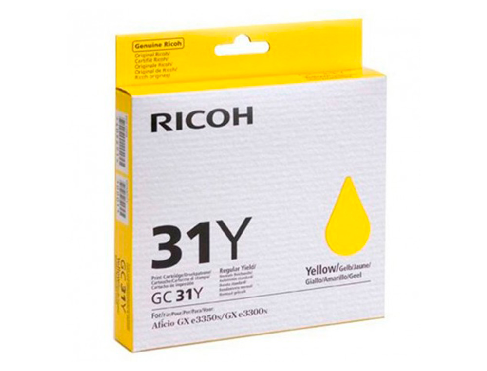CARTOUCHE RICOH GC-31Y GEL ENCRE 405691 COULEUR JAUNE 1750P