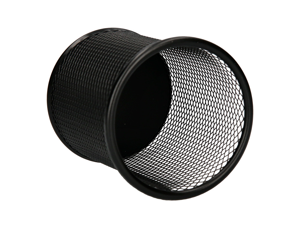 POT À CRAYONS Q-CONNECT MAILLE MÉTALLIQUE HAUTEUR 105MM DIAMÈTRE 86MM COLORIS NOIR