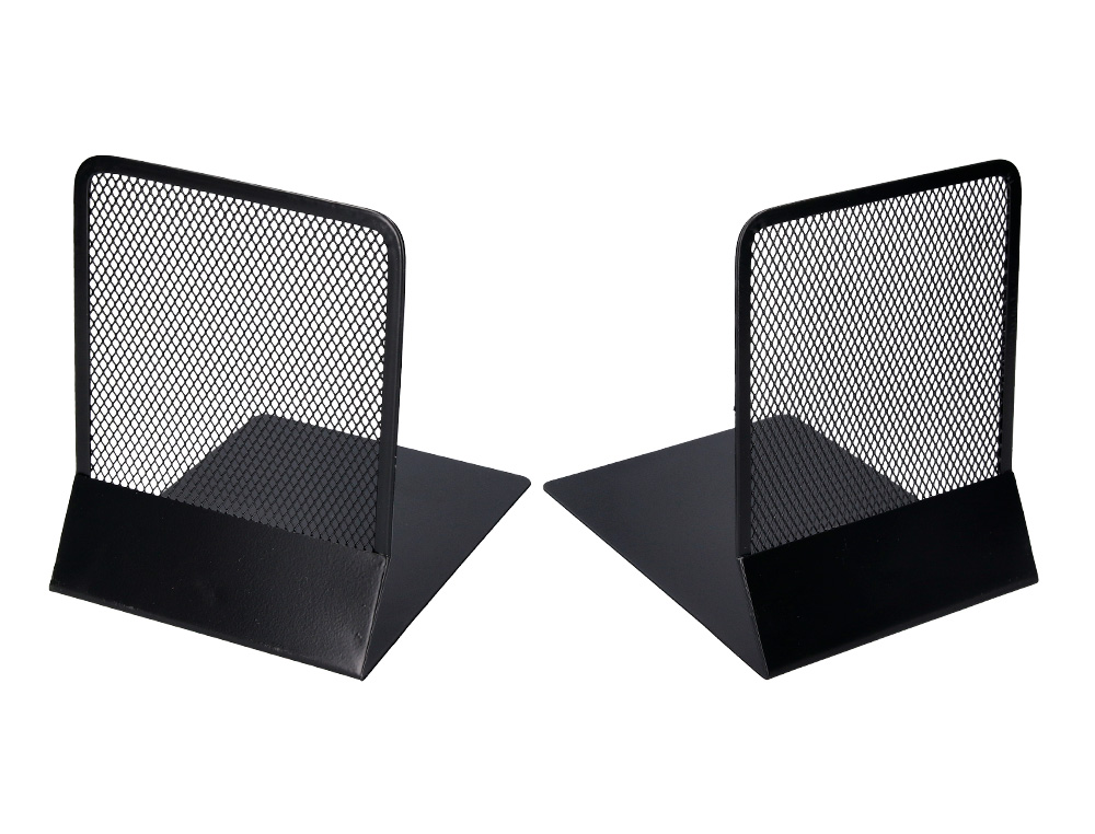 SERRE-LIVRES Q-CONNECT MAILLE MTALLIQUE EXCELLENT MAINTIENT DOCUMENTS JEU DE 2 SUPPORTS 135X152X165MM COLORIS NOIR