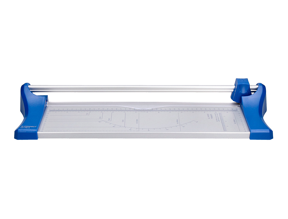 ROGNEUSE Q-CONNECT FORMAT A4 10F BASE ACIER LAME ROTATIVE AIGUISE AUTOMATIQUE TABLE IMPRIME GUIDE ANGLE 320X157MM