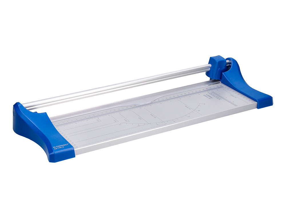 ROGNEUSE Q-CONNECT FORMAT A4 10F BASE ACIER LAME ROTATIVE AIGUISE AUTOMATIQUE TABLE IMPRIME GUIDE ANGLE 320X157MM