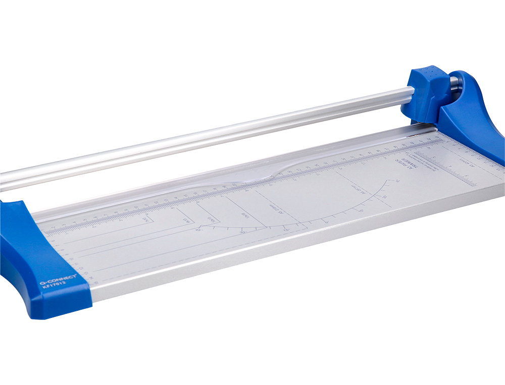 ROGNEUSE Q-CONNECT FORMAT A4 10F BASE ACIER LAME ROTATIVE AIGUISE AUTOMATIQUE TABLE IMPRIME GUIDE ANGLE 320X157MM