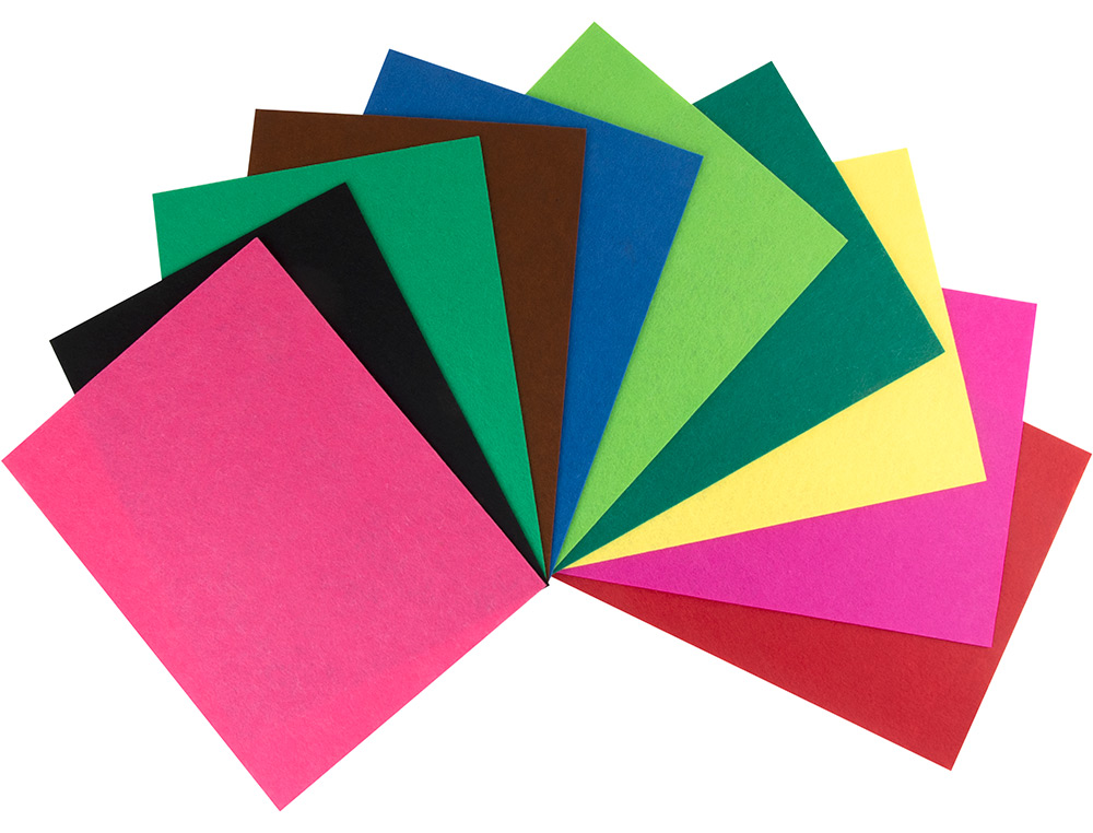FEUTRINE LIDERPAPEL A4+ 240X315MM 180G PAISSEUR 1.5MM COLORIS ASSORTIS BLOC 10 PLAQUES