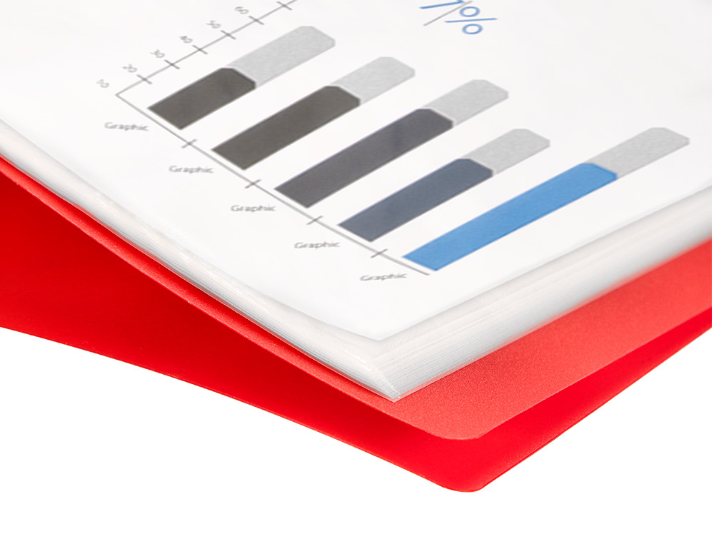 PROTGE-DOCUMENTS LIDERPAPEL POLYPROPYLNE COUVERTURE FLEXIBLE 60 POCHETTES FIXES A4 210X297MM ROUGE TRANSLUCIDE