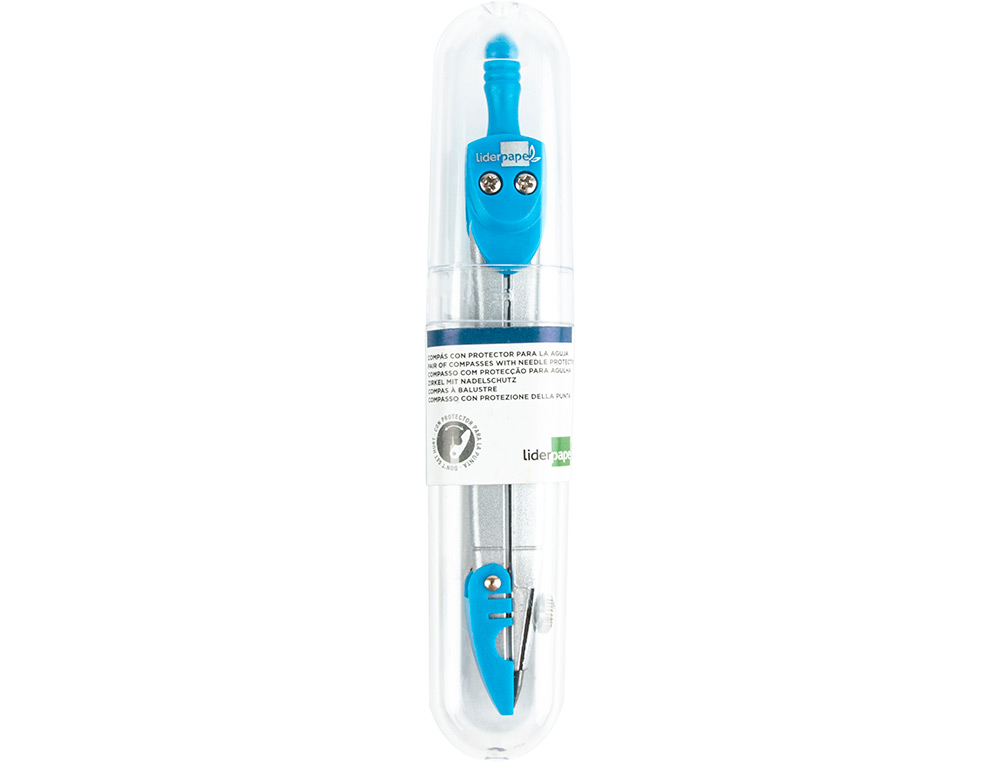 COMPAS LIDERPAPEL SCOLAIRE CIRCONFRENCE 34CM LONGUEUR 11.5CM PROTECTEUR POINTE MINE 2MM COLORIS ASSORTIS TUI PLASTIQUE