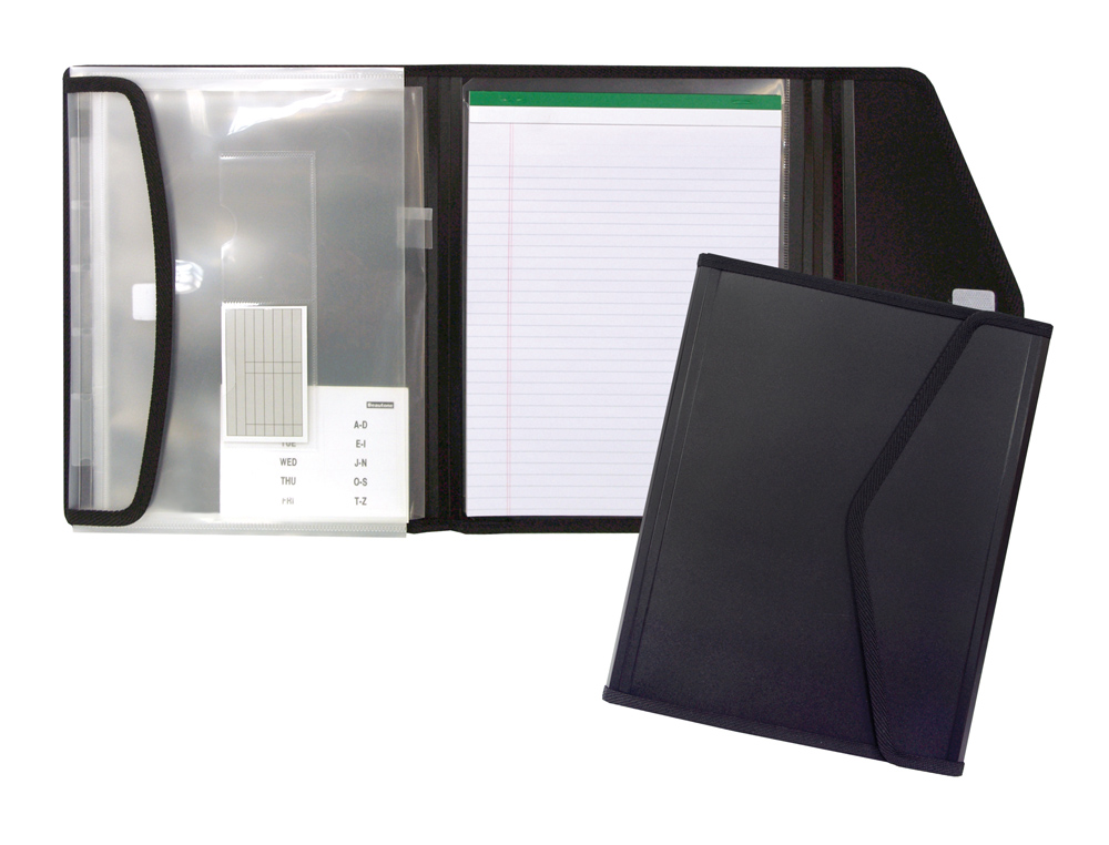 PORTE-DOCUMENTS BEAUTONE POLYPROPYLÈNE 5 POCHETTES BLOC-NOTES FERMETURE VELCRO A4 210X297MM COLORIS NOIR