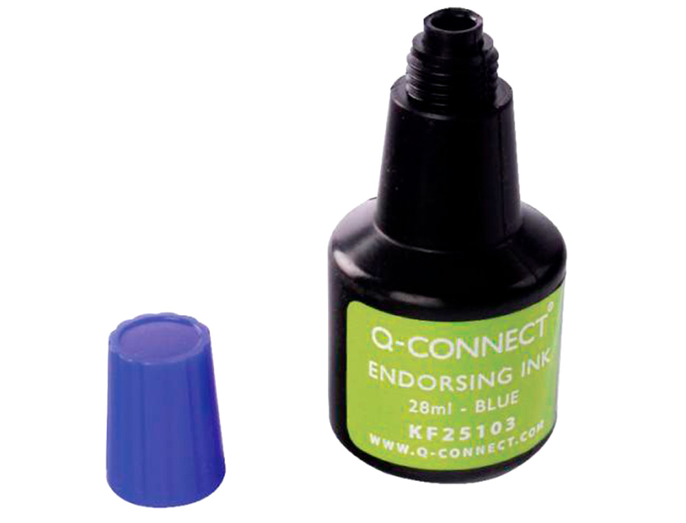 ENCRE  TAMPONS Q-CONNECT POUR FEUTRE OU MOUSSE COLORIS BLEU FLACON 28ML