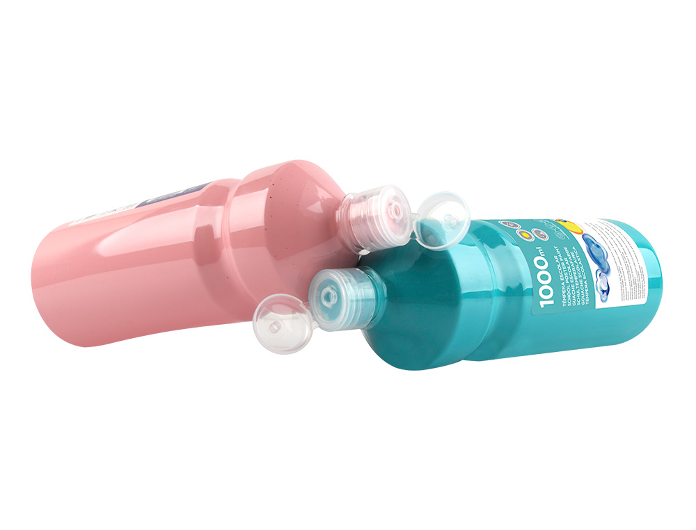GOUACHE SCOLAIRE LIDERPAPEL LIQUIDE LAVABLE FERMETURE SCURIT BRILLANTE COLORIS ROUGE FLACON 1000ML