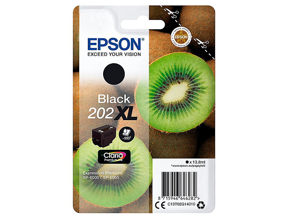 CARTOUCHE EPSON JET D'ENCRE 202 COULEUR NOIR 550P