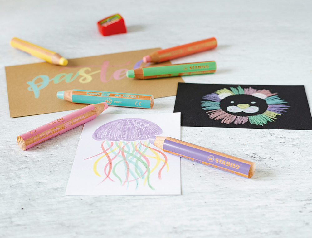 CRAYONS MULTI-TALENTS STABILO WOODY 3EN1 + 1                TAILLE-CRAYONS COLORIS        ASSORTIS PASTEL  ETUI CARTON