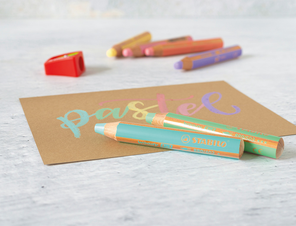 CRAYONS MULTI-TALENTS STABILO WOODY 3EN1 + 1                TAILLE-CRAYONS COLORIS        ASSORTIS PASTEL  ETUI CARTON