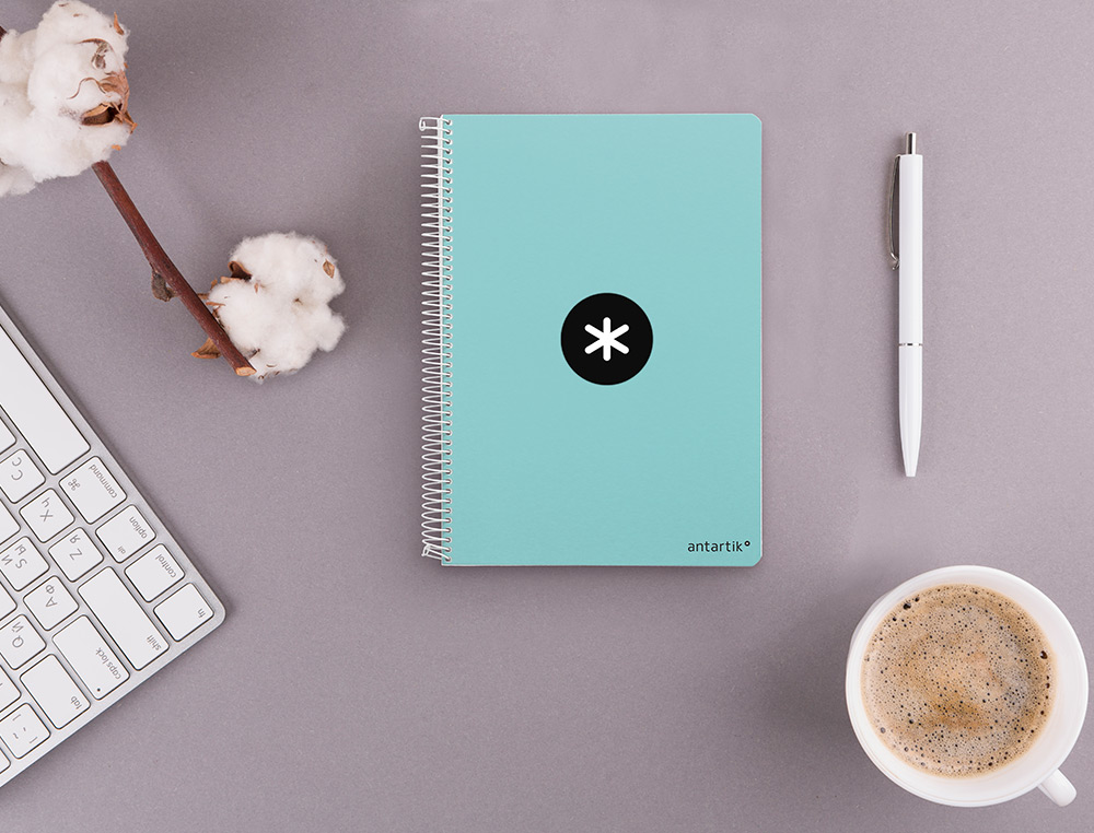 CAHIER SPIRALE ANTARTIK A5 240P 100G COUVERTURE          REMBORDEE SEYES MICROPERFORE  MENTHE