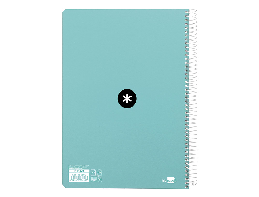 CAHIER SPIRALE ANTARTIK A5 240P 100G COUVERTURE          REMBORDEE SEYES MICROPERFORE  MENTHE