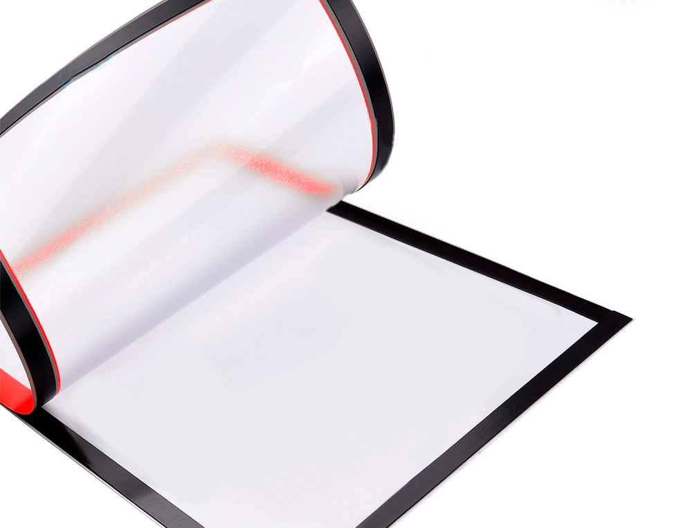 CADRE AFFICHAGE LIDERPAPEL MURAL MAGNETIQUE A4 DOS ADHESIF REPOSITIONNABLE COLORIS ROUGE
