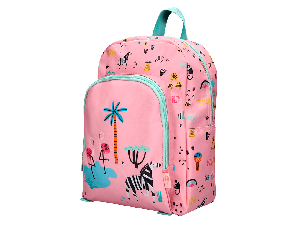 SAC A DOS LIDERPAPEL BABY SAFARI MOTIF ZEBRE            330X100X250MM COLORIS ROSE