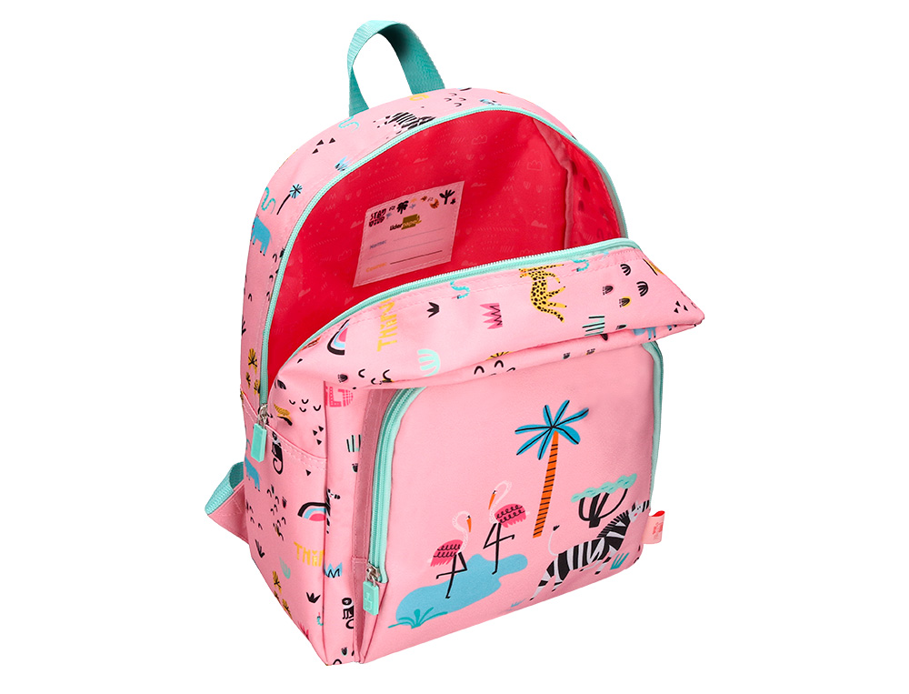 SAC A DOS LIDERPAPEL BABY SAFARI MOTIF ZEBRE            330X100X250MM COLORIS ROSE