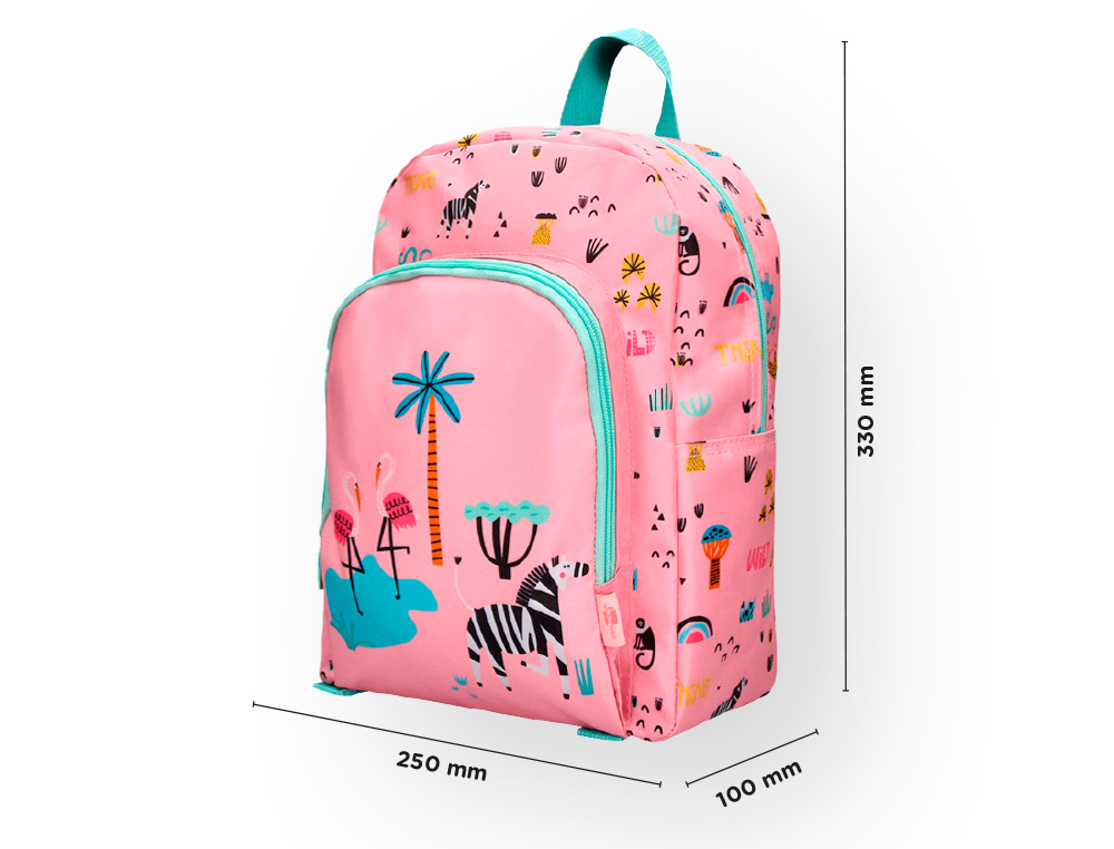 SAC A DOS LIDERPAPEL BABY SAFARI MOTIF ZEBRE            330X100X250MM COLORIS ROSE