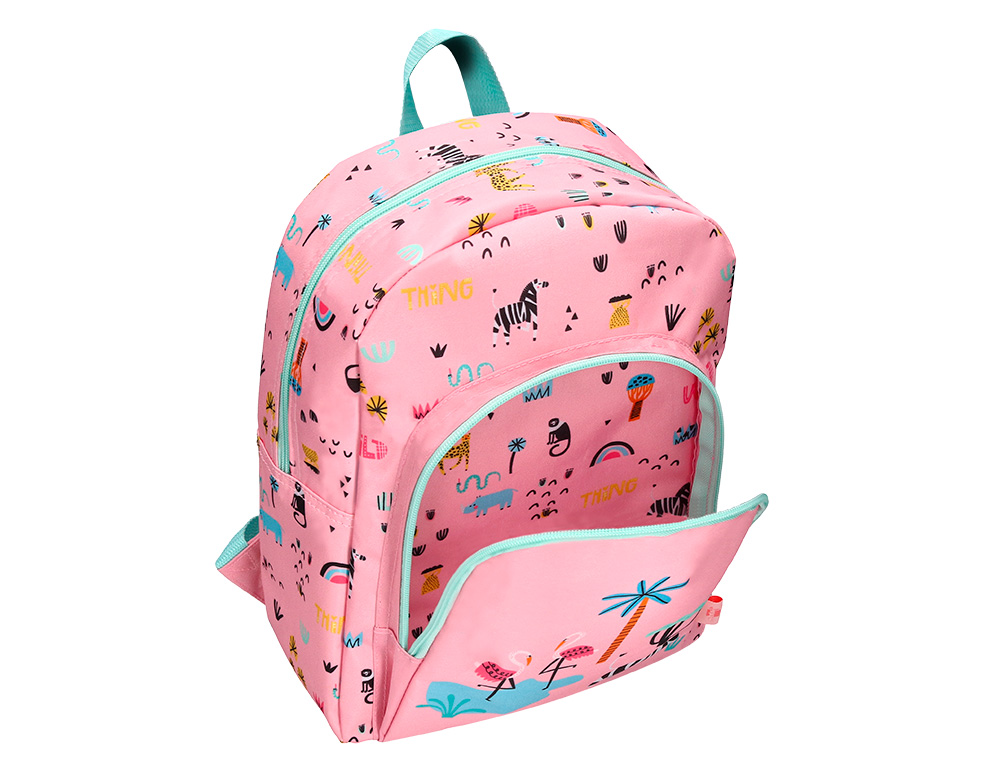 SAC A DOS LIDERPAPEL BABY SAFARI MOTIF ZEBRE            330X100X250MM COLORIS ROSE