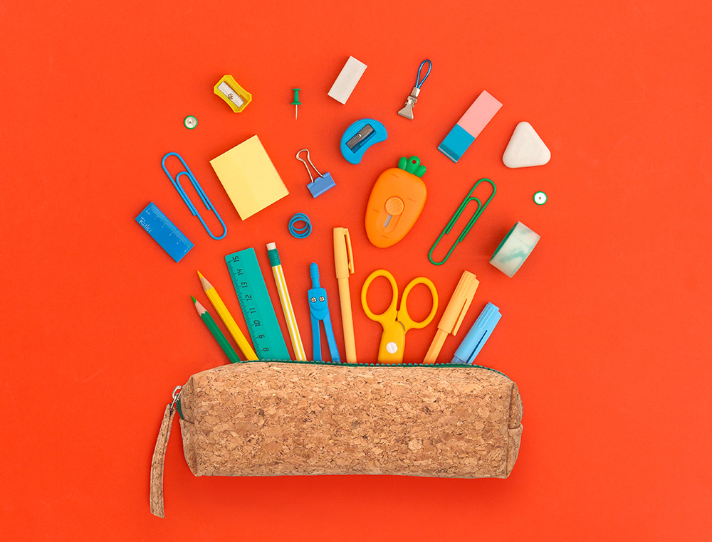 TROUSSE LIDERPAPEL SCOLAIRE RECTANGULAIRE LIEGE ZIP       COLORIS 185X55X70MM 1         COMPARTIMENT COLORIS NATUREL