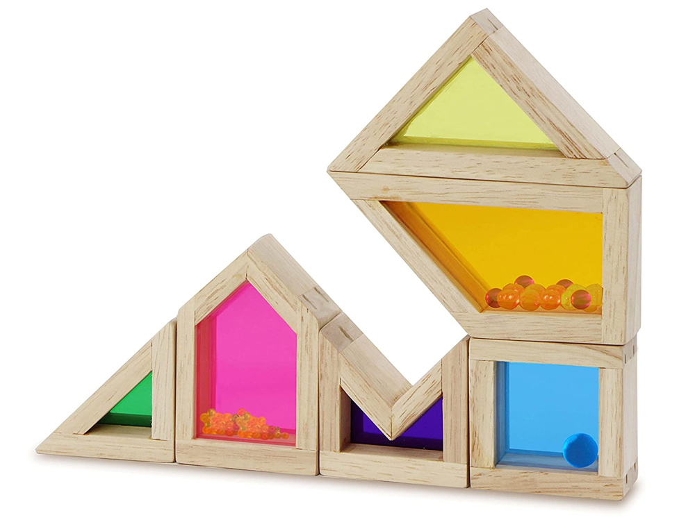 JEU WONDERWORLDS BLOCS BOIS AVEC SON COULEURS TRANSPARENTES 18X12X3CM