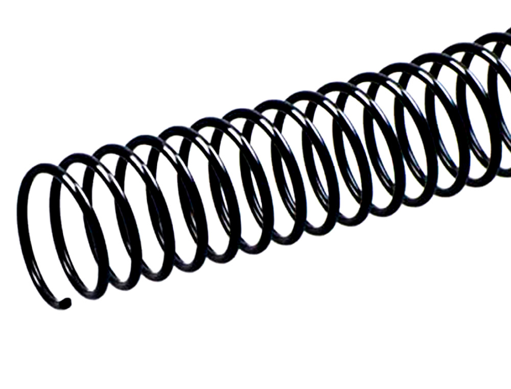 SPIRALE Q-CONNECT MTALLIQUE RELIEUR PAS 5:1 140F CALIBRE 1.2MM DIAMTRE 18MM COLORIS NOIR BOTE 100 UNITS