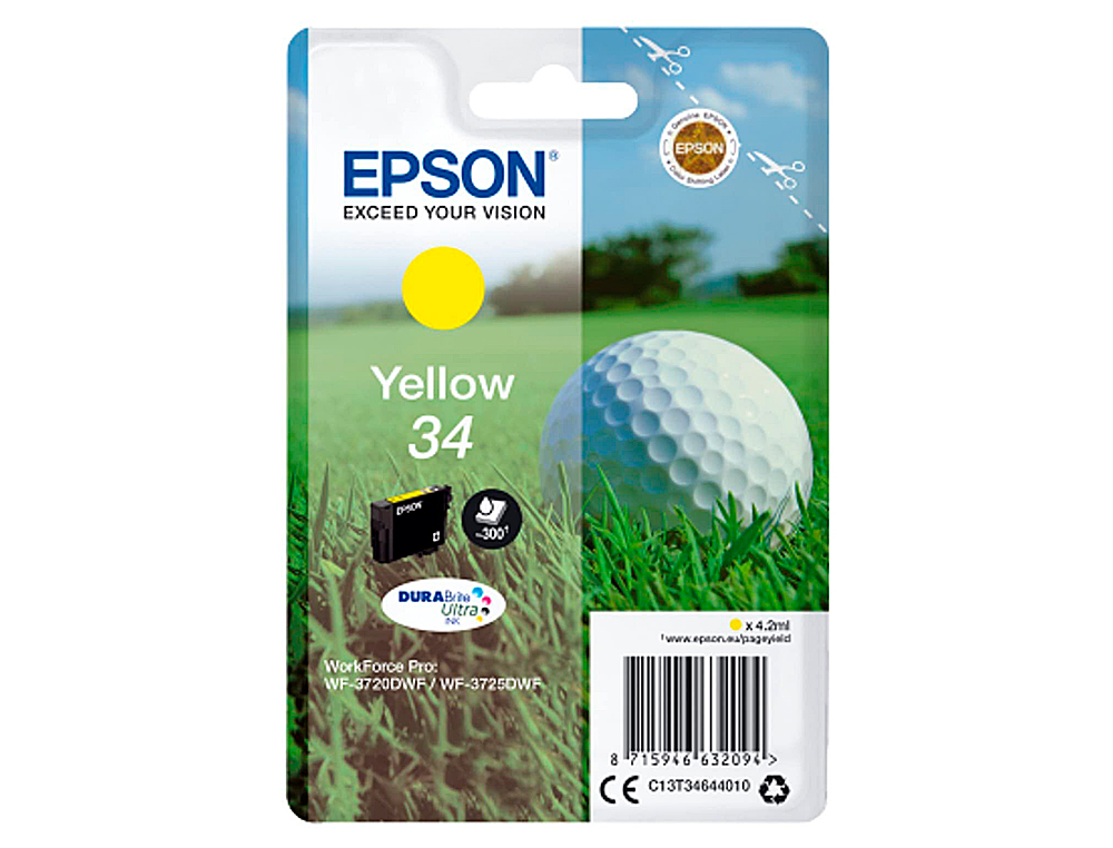 CARTOUCHE EPSON N34 JET D'ENCRE COULEUR JAUNE