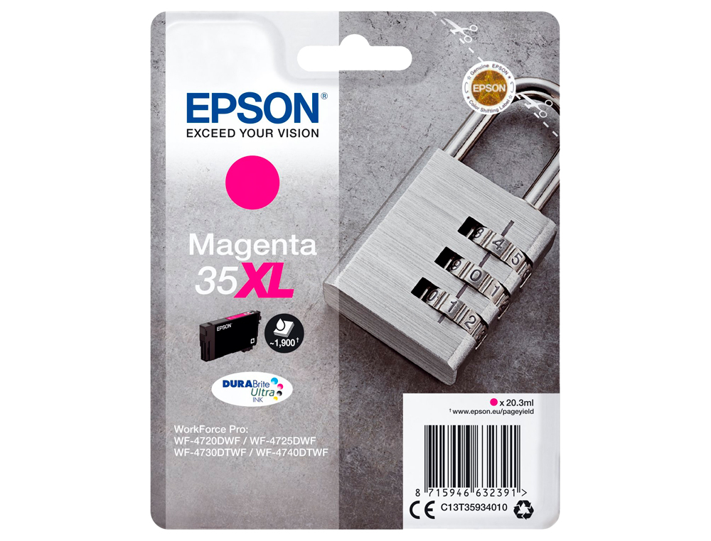 CARTOUCHE EPSON 35XL CADENAS T35914010 COULEUR MAGENTA HAUTE CAPACITÉ