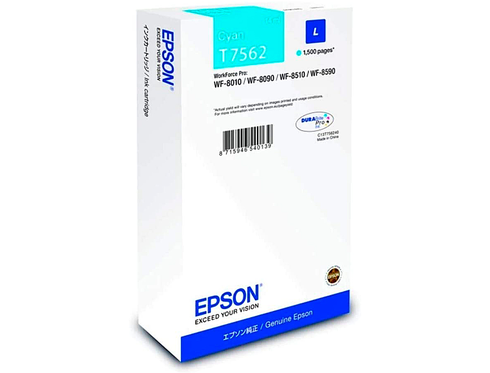 CARTOUCHE JET ENCRE EPSON T7561 HC ORIGINAL C13T75614010 COULEUR CYAN