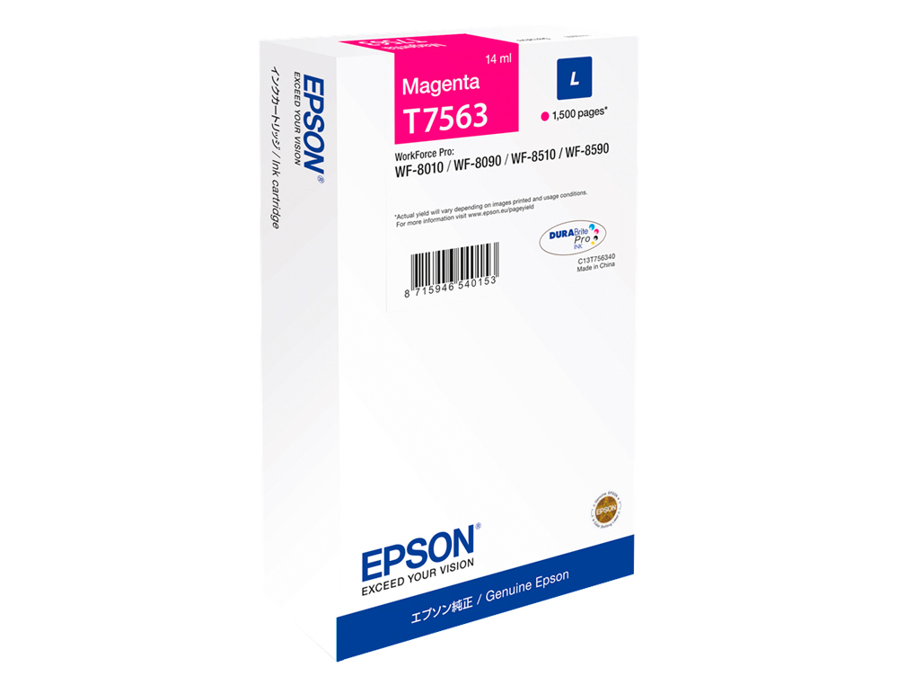 CARTOUCHE JET ENCRE EPSON T7562 HC ORIGINAL C13T75624010 COULEUR MAGENTA