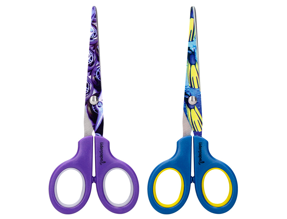 CISEAUX LIDERPAPEL DCOR 5/8 ANS LAMES ACIER INOXYDABLE DCORES POINTE ARRONDIE ANTI-COUPE 160MM