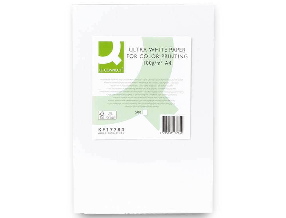 PAPIER Q-CONNECT MULTIFONCTION ULTRAWHITE A4 100G/M2 BLANCHEUR 170 OPACIT 96 RIGIDIT 60 500 FEUILLES