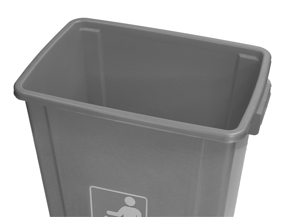 POUBELLE Q-CONNECT PLASTIQUE COUVERCLE BASCULANT OUVERTURE FACILE 2 POIGNES 58L 470X330X760MM COLORIS GRIS